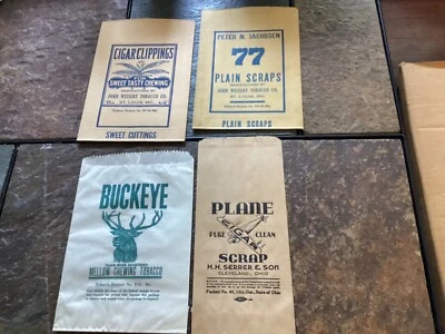 Lote bolsas de tabaco vintage, Buckeye, chatarra de avión, 77 restos lisos, Foto 1 de 4