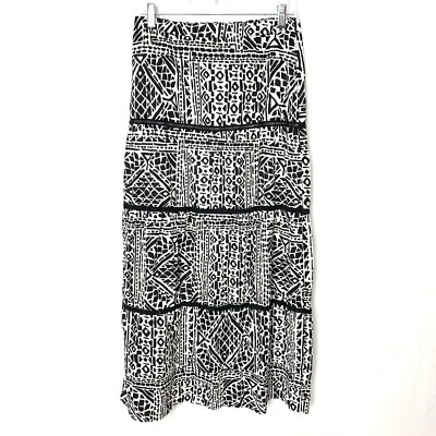 Maxi Falda Geométrica Trina Turk Blanca y Negra Talla 2 EE. UU. 100 % Algodón Usada en Excelente Condición Foto 1 de 4