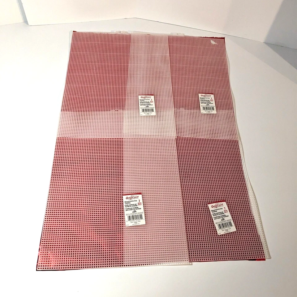Lot of 4 Quick-Count 7 Mesh Plastic Canvas Raised Grid Opaque Sheets - Image 1 of 4