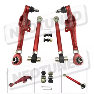 Red For 95-98 240SX S14 S15 4pc Front Lower Control Arm High Angle Tension Rod - Picture 1 of 2