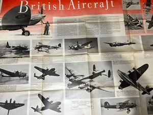 Vtg Antique World War II News Map. Double Sided British Aircraft Museum Piece - Picture 1 of 17