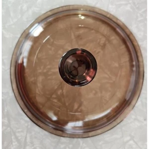 Pyrex Visions & Fireside V-1-C Amber Lid 6.5" original round glass top 1qt pot - Picture 1 of 8