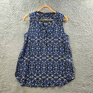 Jeanswest Womens Blouse Top Size 10 Blue White Floral Sleeveless V-Neck - Picture 1 of 13
