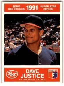 1991 Post Canada Super Star Series David Justice #12 Atlanta Braves