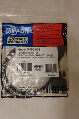 Tripp-Lite HDMI to DVI Cable, 3-Ft, P566-003 - Image 1 of 4