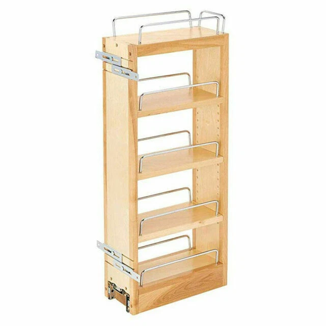 Rev-A-Shelf 448-WC-5C 5" Base Cabinet Pull Out Storage Organizer with 3 Shelves - Brown