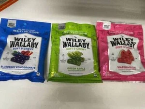6 Bags Wiley Wallaby Watermelon Apple Blueberry Pomegranate Licorice Candy Lot - Picture 1 of 7