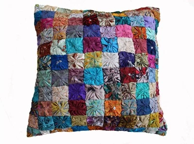 Juego de 2 fundas de cojín Sari de seda recicladas flor multicolor Foto 1 de 4