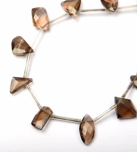 Cuentas de piedras preciosas de cuarzo ahumado 8 pulgadas hilo 9x11-13x14 mm facetadas forma elegante - Imagen 1 de 4