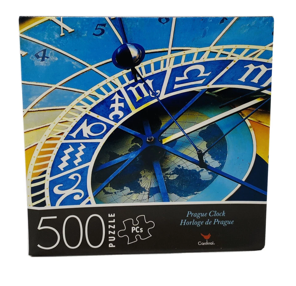 2 Jigsaw Puzzle 500 Pieces Prague Clock Wheel Volant 14" X 11" Cardinal
