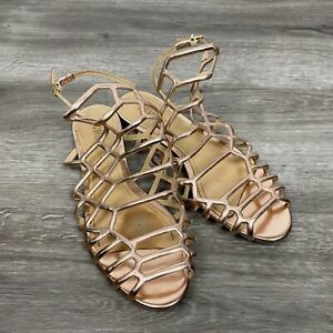 Schutz Jelly Sandals Womens 8.5B Flats gold open toe buckle