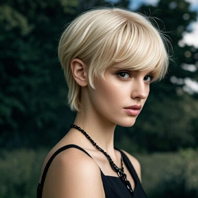 Peluca corta rubia sin encaje 613 corte pixie para mujer fiesta de Navidad Foto 1 de 4