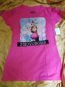 Disney Frozen Anna & Elsa Pink T-shirt For Junior L (11/13) - Picture 1 of 2