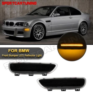 FOR BMW E46 M3 3 SERIES 2DR COUPE SMOKED LED SIDE MARKER LAMPS BUMPER REFLECTOR - Picture 1 of 9