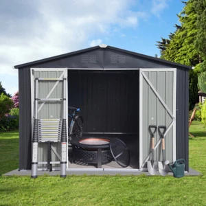 10x12 FT Outdoor Metal Storage Shed with Lockable Doors for Garden Patio - Picture 1 of 5