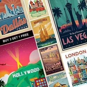 Vintage Travel Retro Posters PART 2 A4 A3 Prints Art Tourism Holiday Decor City - Picture 1 of 17