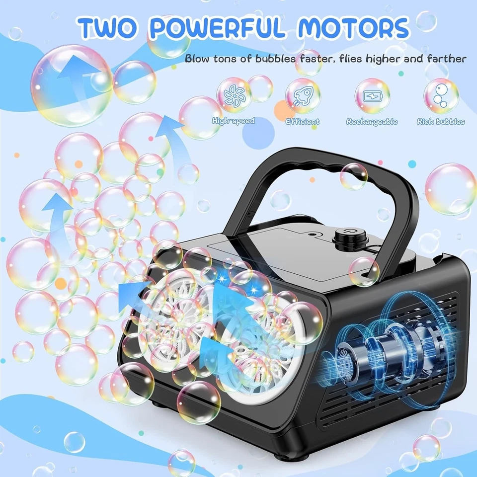 Automatic Bubble Machine Upgrade Bubble Blower w/2 Fans, Portable Bubble Maker - Image 1 of 4