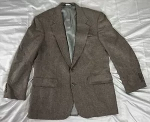 Giacca cappotto sportivo vintage Lands End marrone tweed lana agnello pied de poule 41R USA - Foto 1 di 11