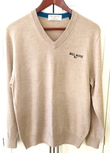 Melrose Daufuskie Island SC 100% Merinowolle V-Ausschnitt Beige Golf Pullover Gr. M - Bild 1 von 6