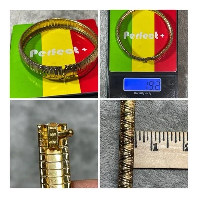 ¡Pulsera Flexible Vintage Milor Italia Plata de Ley 925!! ¡Tono dorado!! 19,2 G Foto 1 de 4