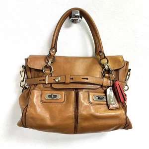 Coach 2-Wege Schultertasche braun Leder Damen Handtasche Quaste Anhänger Bert 17785 - Bild 1 von 19