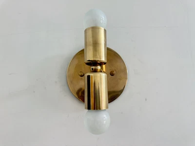 1940's Mid Century Wall Sconce Light, Modern Brass Wall Sconce, Fixture Light - Image 1 of 4