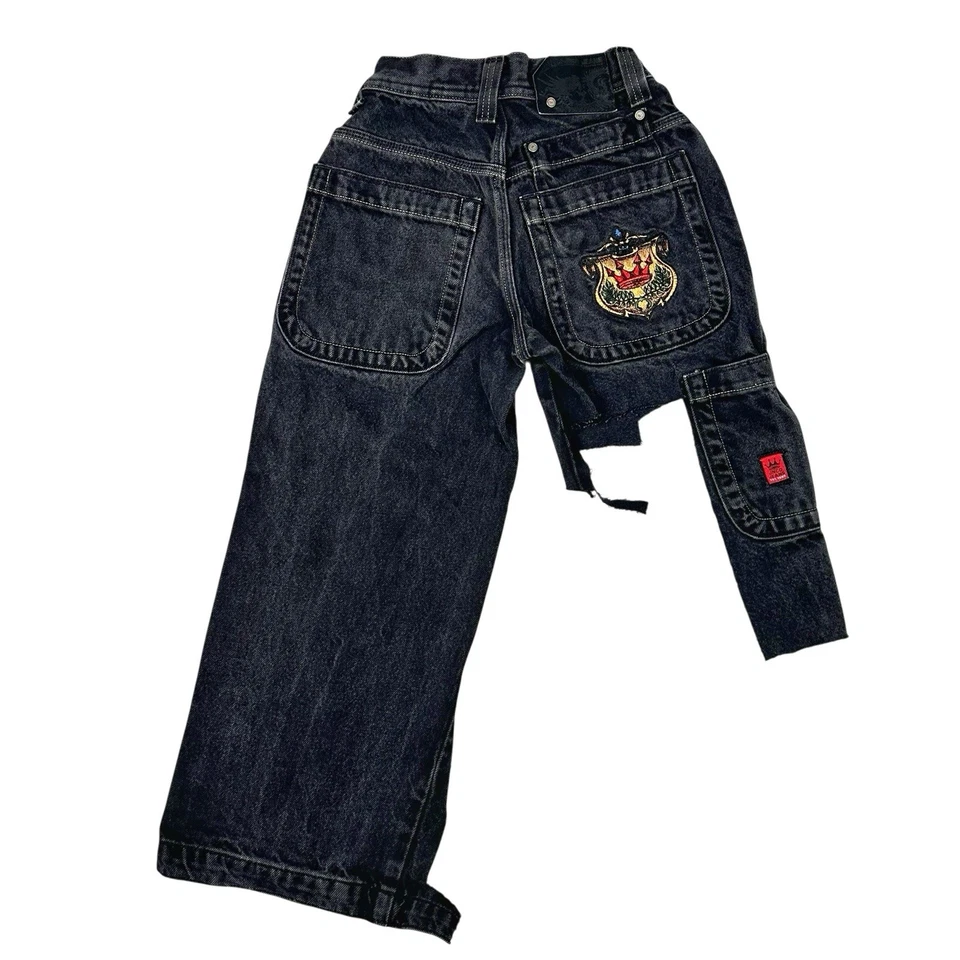 Pantalones de mezclilla para mujer JNCO talla 8 Thrashed Skater grunge pierna ancha negros Foto 1 de 4