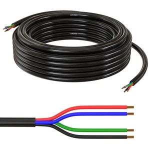 5m RGB LED Steuerleitung 4x 0,34mm² LiYY Verlängerung 4 adrig Stromkabel Schwarz - Picture 1 of 5