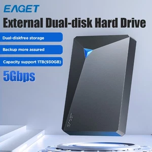 EAGET 1TB USB 3.0 Portable HDD - Dual Drive Backup, Shock-Resistant, High-Speed - Picture 1 of 13