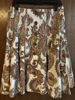 cabi paisley print button front pleated A-line skirt sz 10 Y2K  - Image 1 of 4