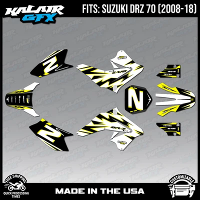 Kit de calcomanías gráficas para Suzuki DRZ70 (2008-2018) Serie Vizion - Amarillo Foto 1 de 4