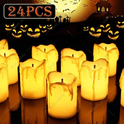 24x Flackern LED Teelichter Flammenlose elektrische kerzen Lichter mit Batterie - Bild 1 von 4