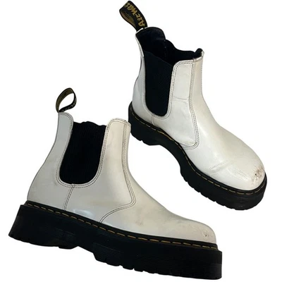 Dr. Martens 2976 Chelsea Platform Boots White Smooth Leather 1.5″ Platform EU 42 - Image 1 of 4