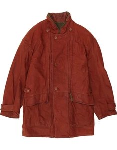 GIMO'S Mens Leather Coat UK 44 2XL Brown Leather BG10 - Picture 1 of 3