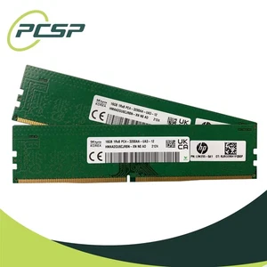 32GB RAM Kit Hynix 2x16GB PC4-3200AA 1Rx8 DDR4 Unbuffered UDIMM HMAA2GU6CJR8N-XN - Picture 1 of 3