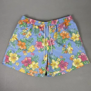 Polo Ralph Lauren Swim Shorts Mens XXL Blue Floral Hawaiian Trunks Lined Holiday - Picture 1 of 10