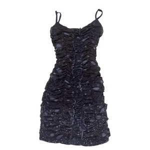 Urban Outfitters Tegan Mesh Ruched Mini Dress S Brown Celestial Galaxy Fitted S - Picture 1 of 13
