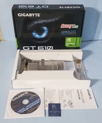 Gigabyte NVIDIA GeForce GT 610 1GB DDR3  GV-N610SL-1GL Graphic Card New Open box - Image 1 of 4
