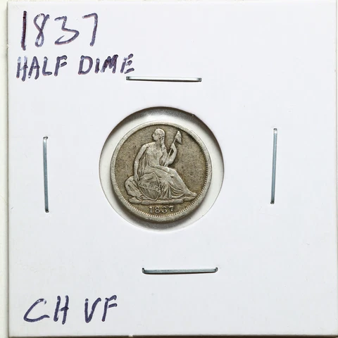 1837 H10C Seated Liberty Half Dime in Choice VF Condition #09487 Cover