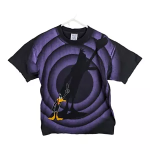 Vtg 1992 Wild Oats Looney Tunes Daffy Duck Shadow All Over Print T-Shirt Men's L - Picture 1 of 14