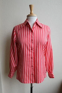Vintage 80's Contessa Monique Florence Alpers Shirt Medium Red White Stripe 10 - Picture 1 of 3