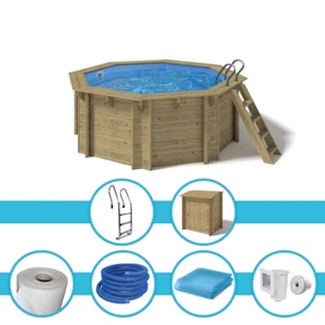 Holzpool Kalea 354x118cm 0,8mm blau Einzelbecken Pumpenhaus Pool Schwimmbecken - Bild 1 von 13