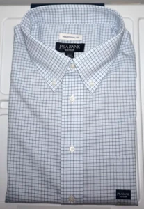 Jos A Bank Big Tall Traveler Dress Shirt 18.5 - 36/37 Traditional Blue Check #CJ - Picture 1 of 6