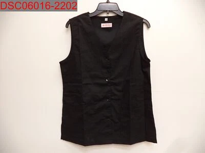 Stain, Fit By White Cross Women's Black Button Front Solid Scrub Vest, Size M - Image 1 of 4