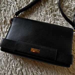 Yves Saint Laurent Shoulder Bag Small Logo Leather Black Women's - Picture 1 of 11