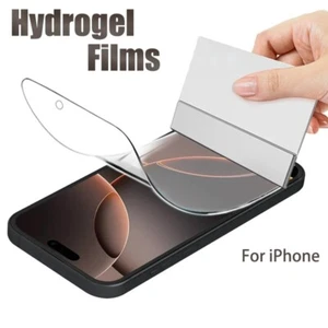 For iPhone 16 Pro Max 13 14 Pro 12 Pro SE XR 15 Pro XS Soft Hydrogel Screen Film - Picture 1 of 24