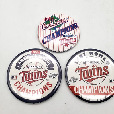 Minnesota Twins 1987 American League World Series Champions Buttons Pins Lot 3 - Image 1 of 4