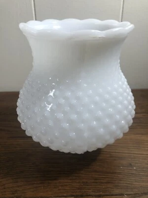 Vintage Milk Glass Hobnail Hurricane Lamp Shade Globe 1.5" Fitter REPLACEMENT - Image 1 of 4