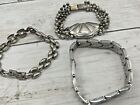 Vintage Bracelet Jewelry Set of 3 Silver Charm Faceted Linked Silver Chain Shell