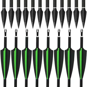 12pcs Set Carbon Arrows 30'' Hunting Tips SP500 Recurve Compound Bow Arrowhead - Picture 1 of 11